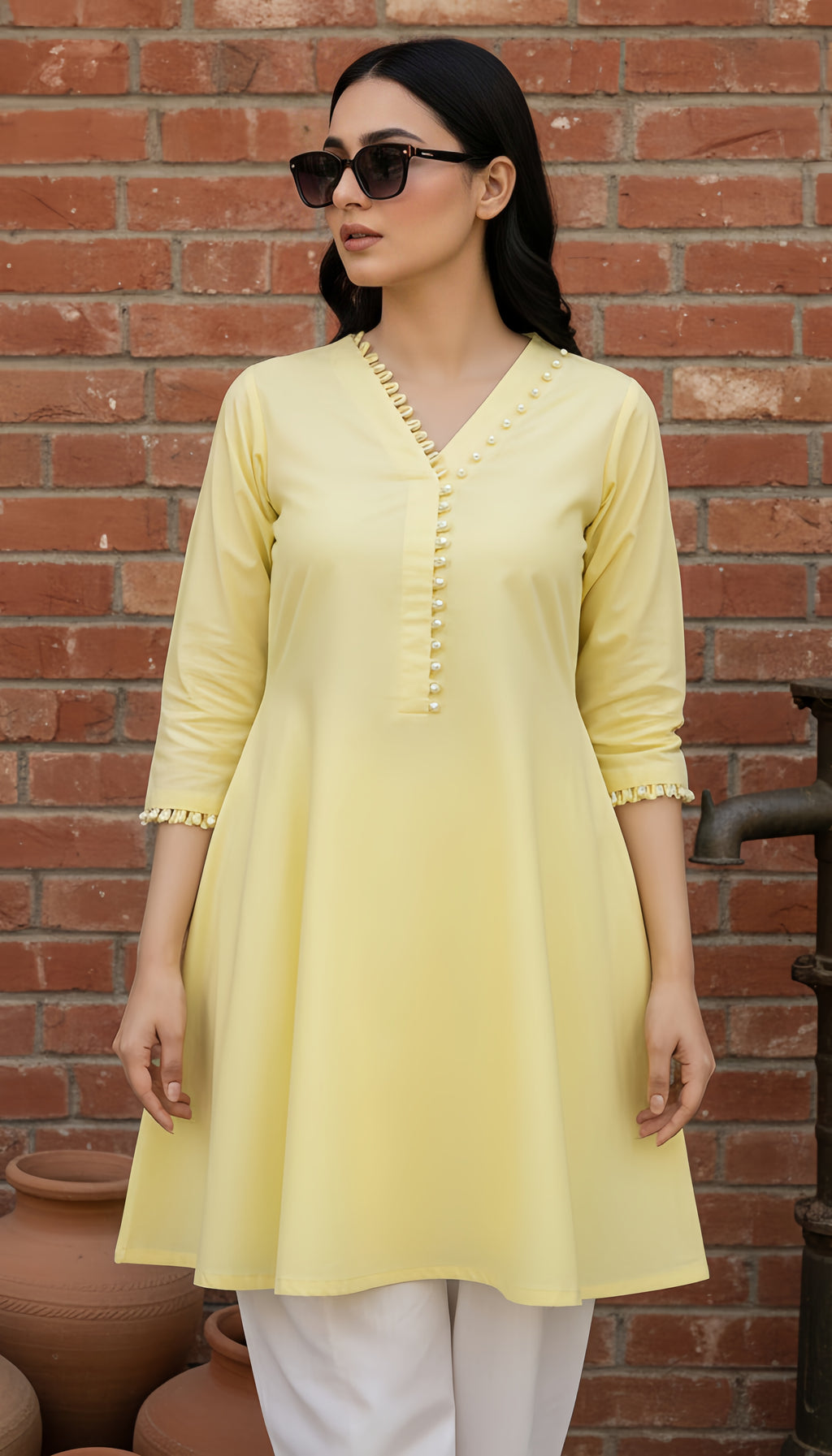 Solid 2Pc Suit Yellow-White
