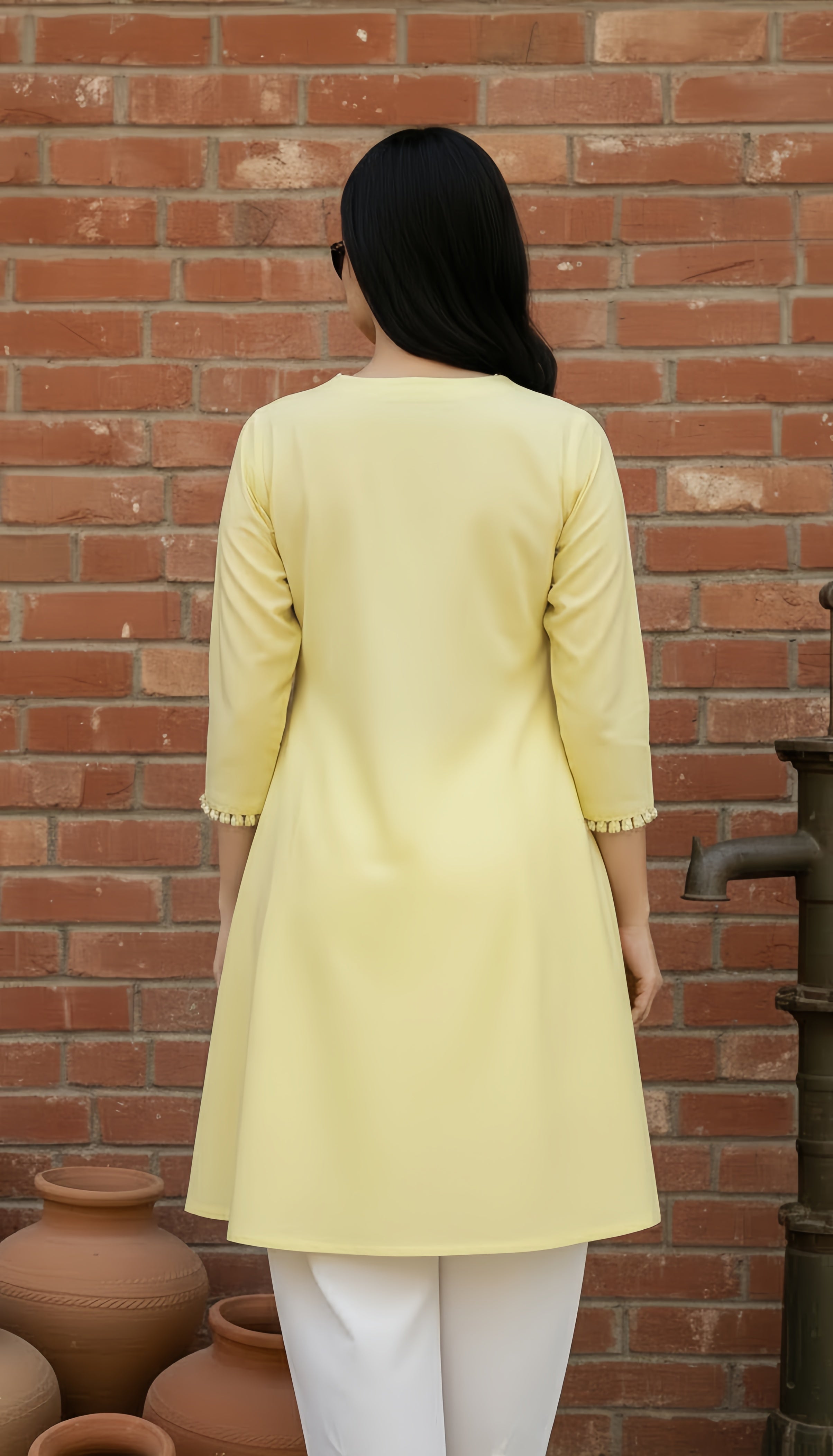 Solid 2Pc Suit Yellow-White
