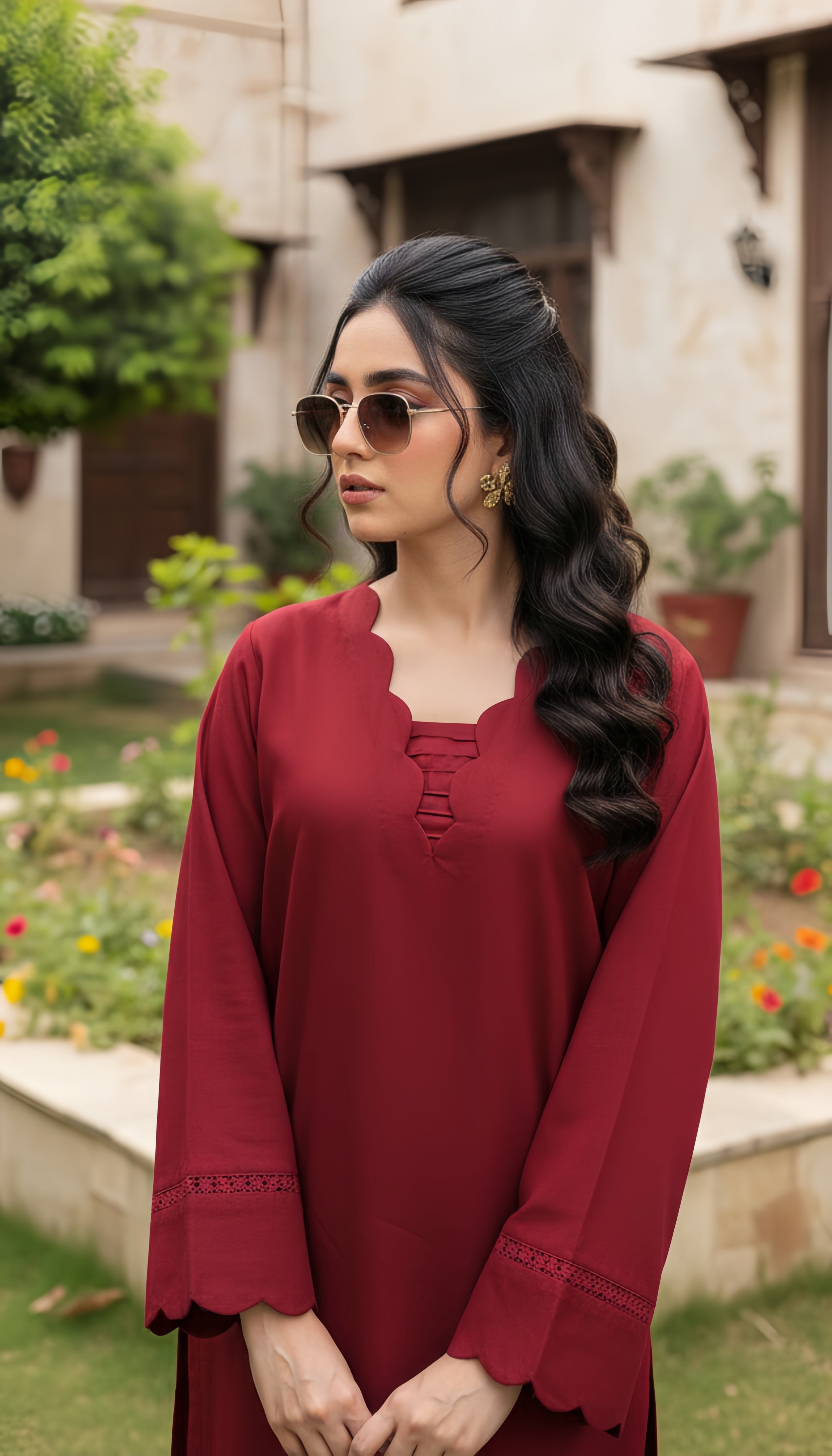 Solid 2Pc Suit Maroon