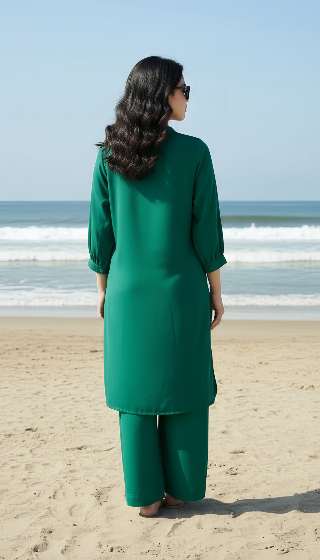 Solid 2Pc Suit Teal Green