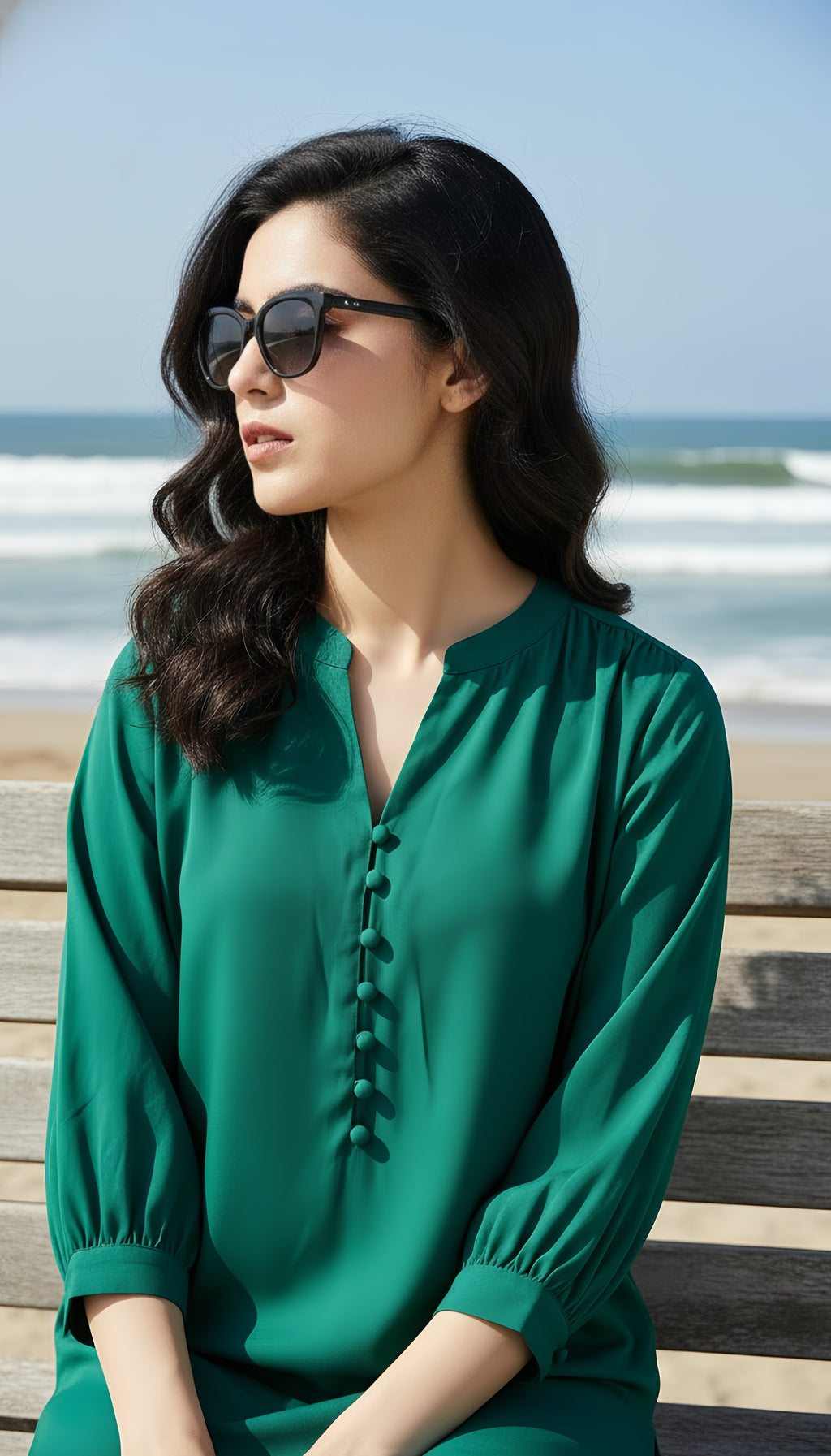 Solid 2Pc Suit Teal Green