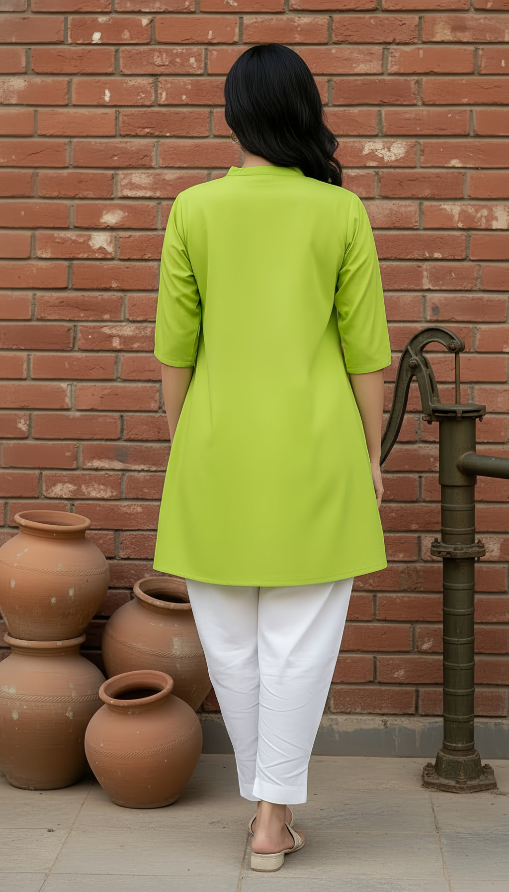 Solid 2Pc Suit Limegreen-White