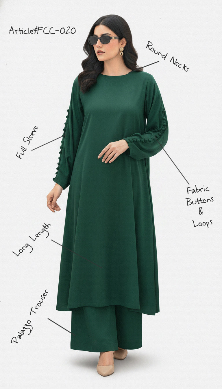 Solid 2Pc Suit Dark Green