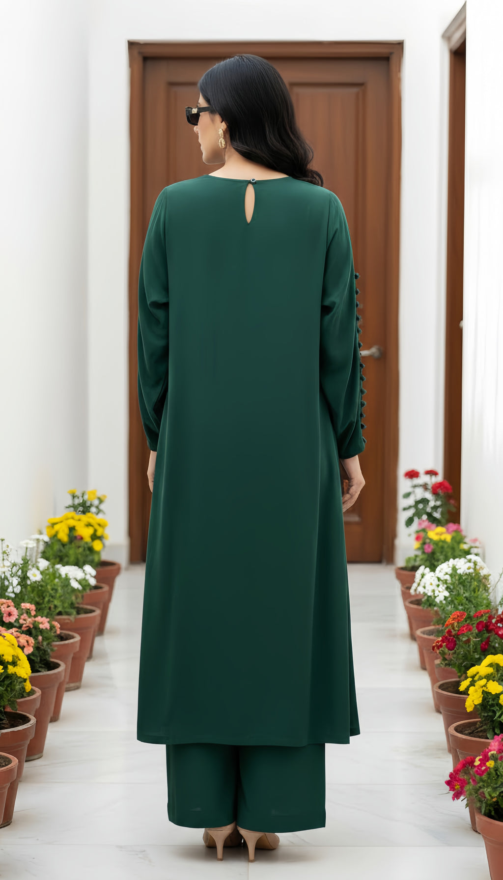Solid 2Pc Suit Dark Green