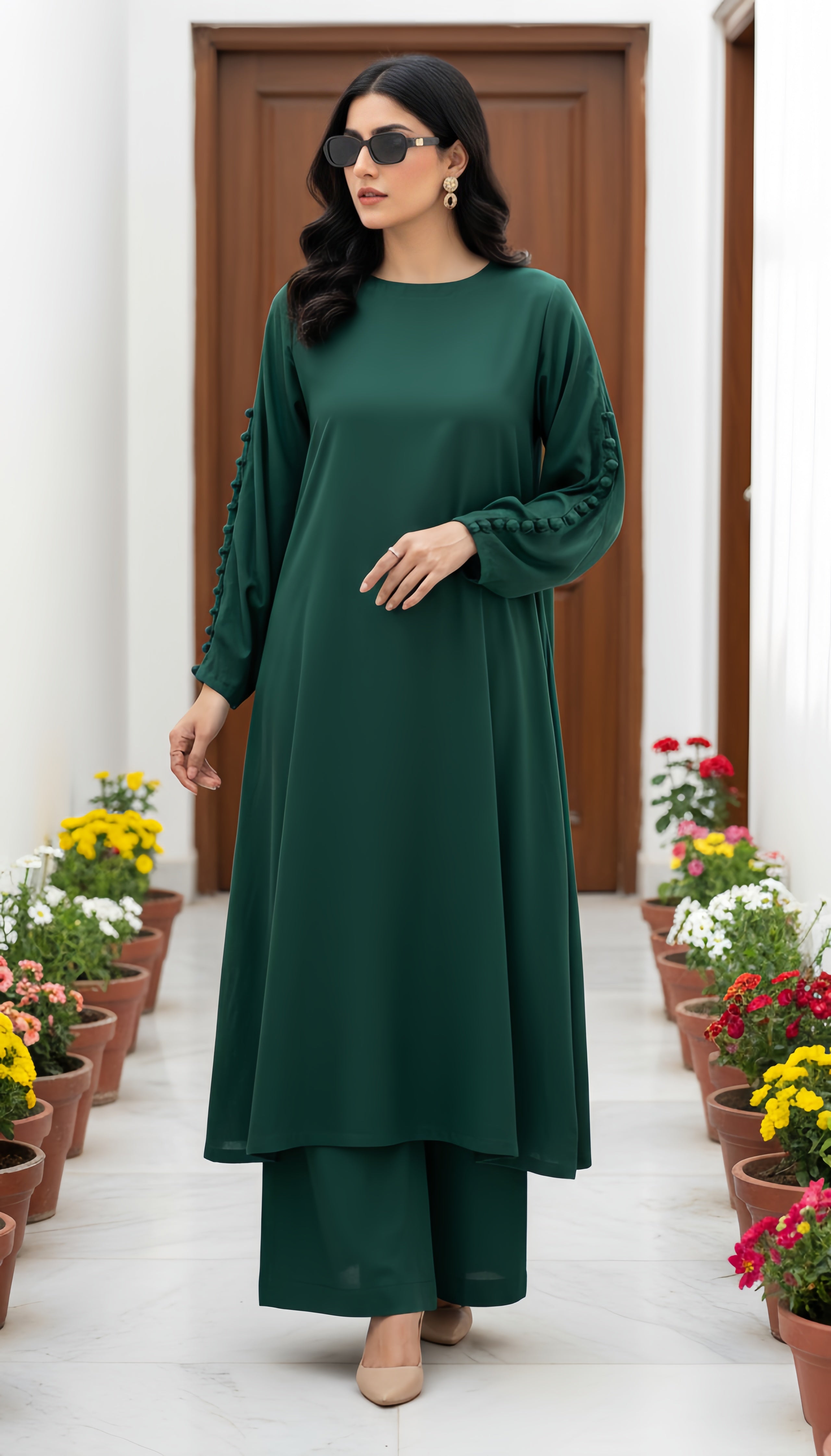 Solid 2Pc Suit Dark Green